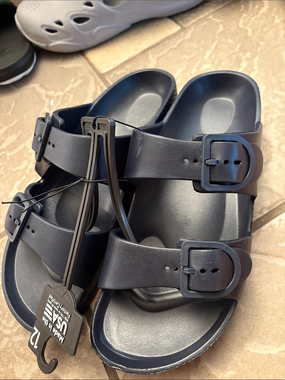 New George Men's Double-Buckle Slide Sandals - Navy Blue